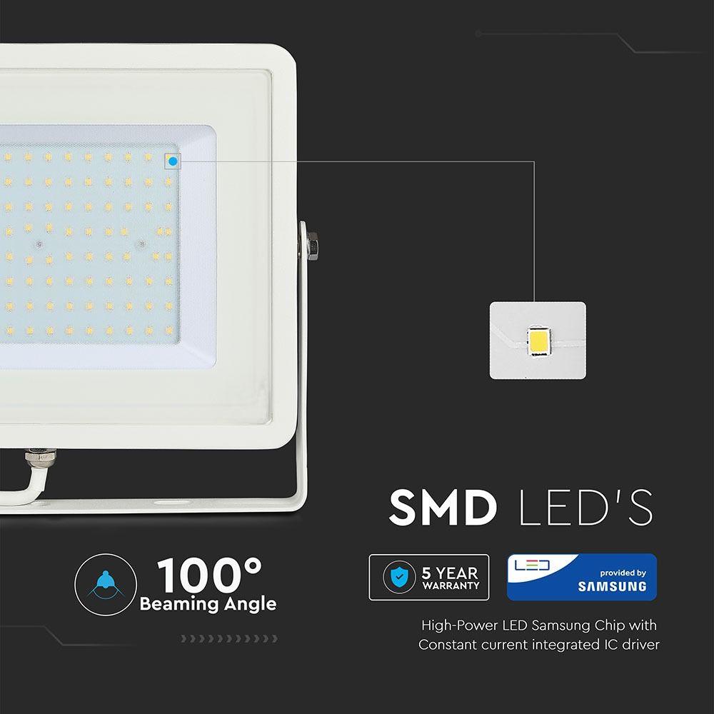 100W Naświetlacz LED SMD, Chip SAMSUNG, Barwa:6400K, Obudowa: Biała, VTAC, SKU 417