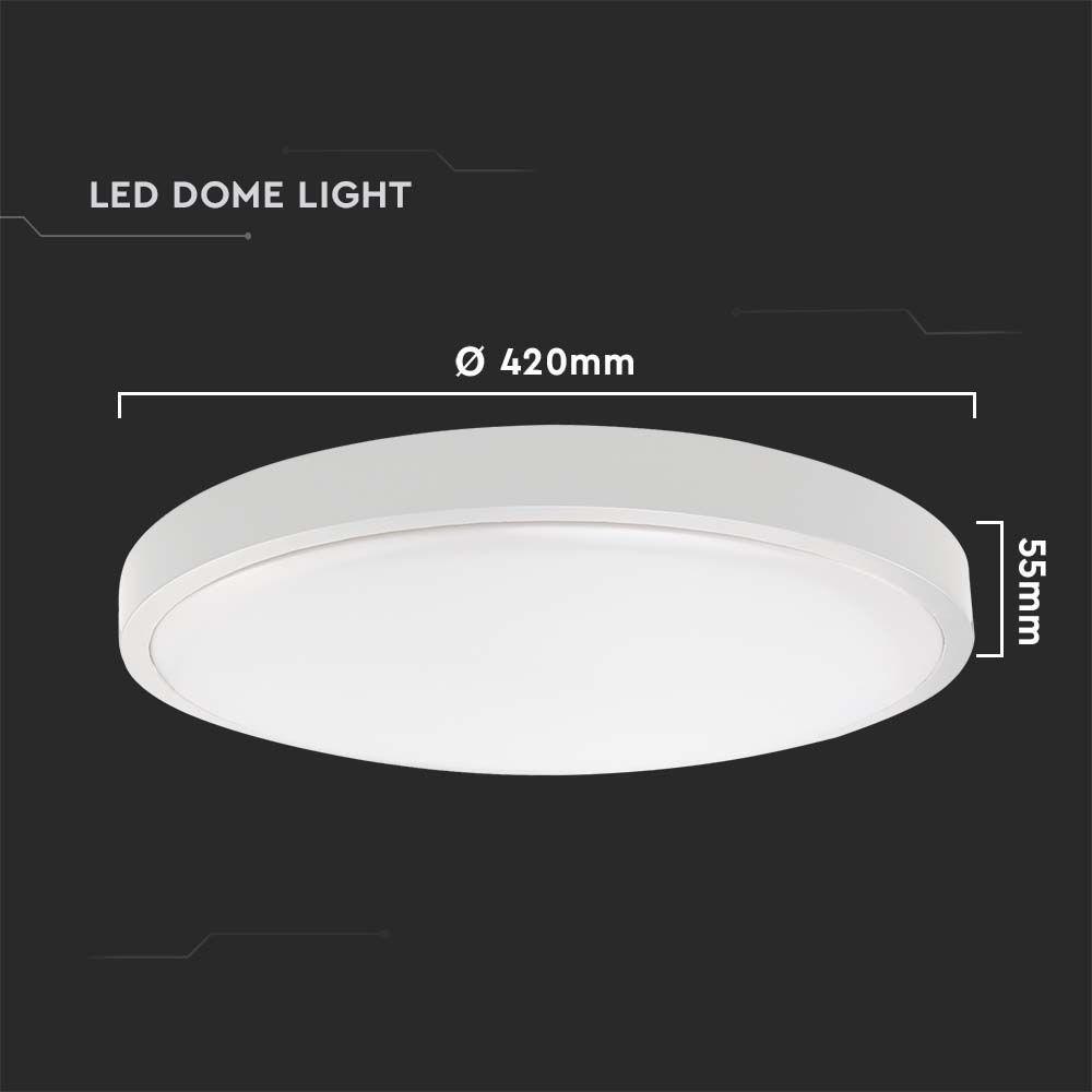 VT-8630 30W LED DOME LIGHT 3000K ROUND WHITE FRAME IP44