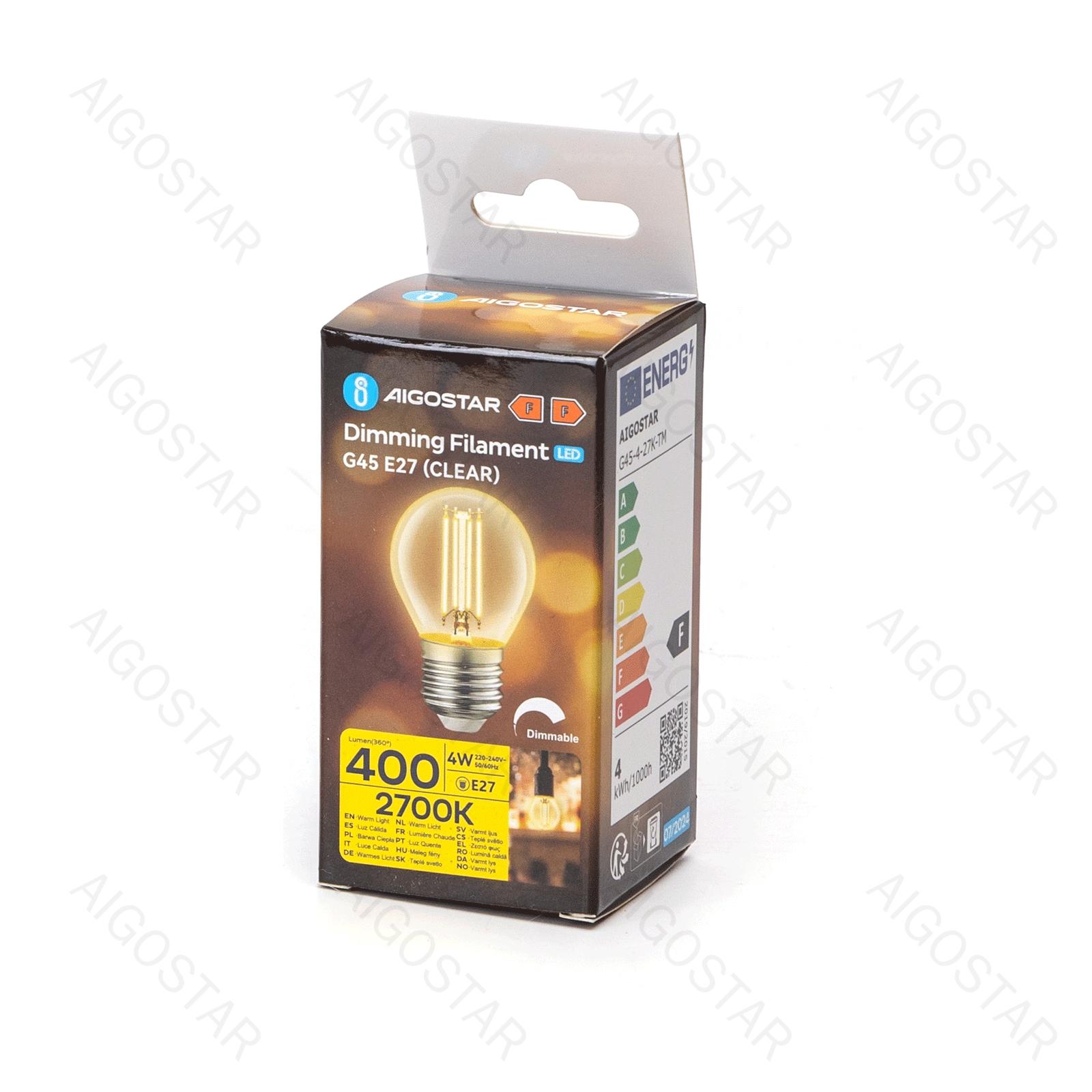 Ścemnialna żarówka LED G45 E27 4W 2700K