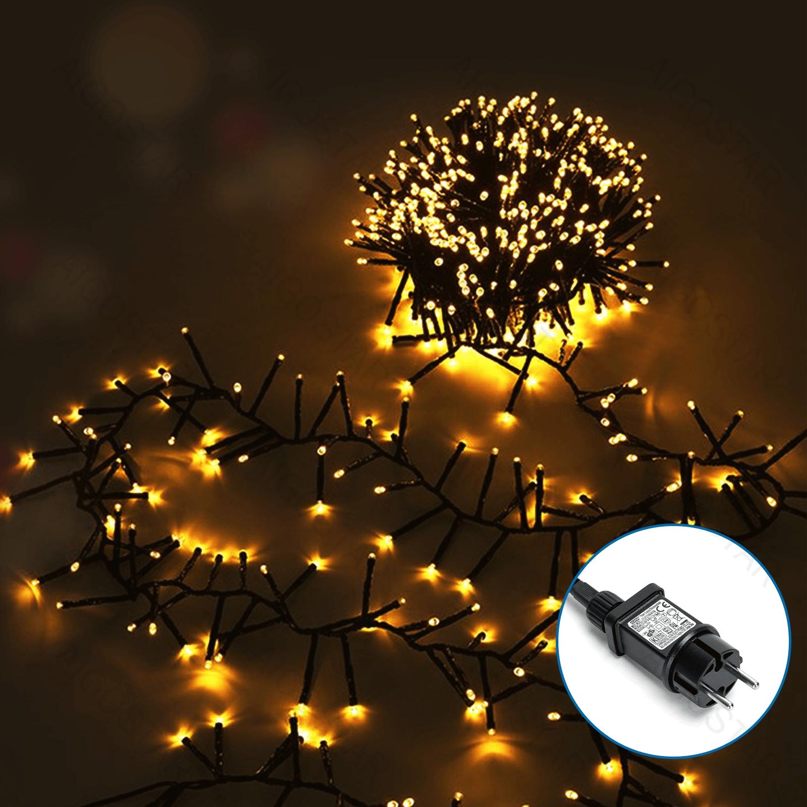 Low Voltage Firecracker Flat String Lights-Warm White-3M+10M-400LED-2.5CM/LED-green black wire-8blink+time+IP44