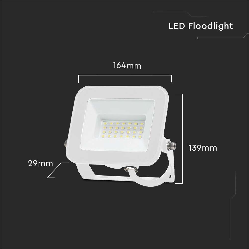 VT-44030 30W FLOODLIGHT SAMSUNG CHIP 4000K WHITE BODY WHITE GLASS