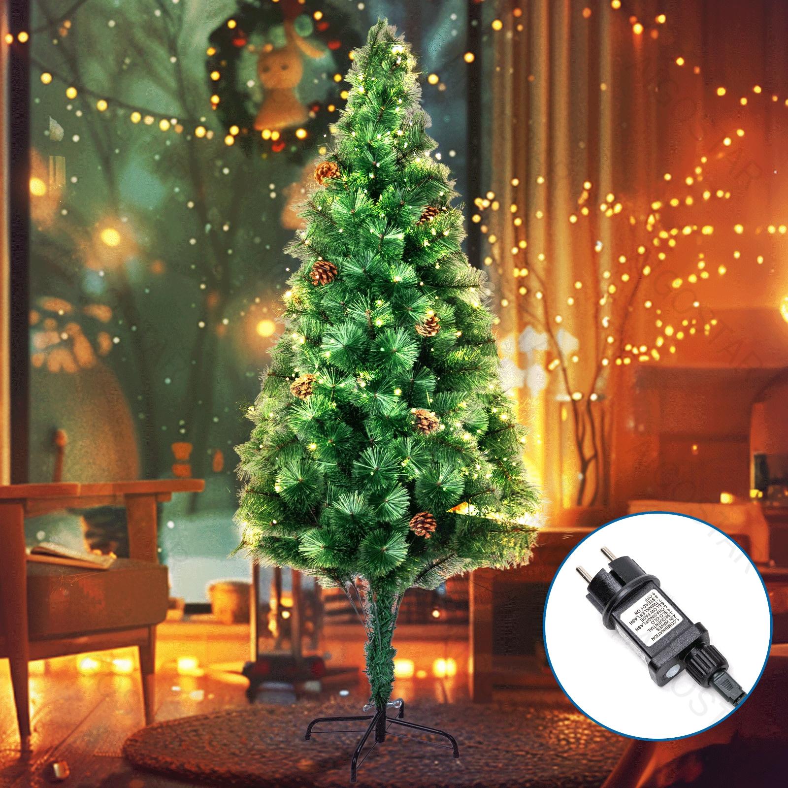 Christmas decorations-210CM280T-Flowering pine needle-Low Voltage Flat String Lights-Warm White-3M+20M-400LED-5CM/LED -green black wire-8blink+time+IP44+45 accessory ball /online