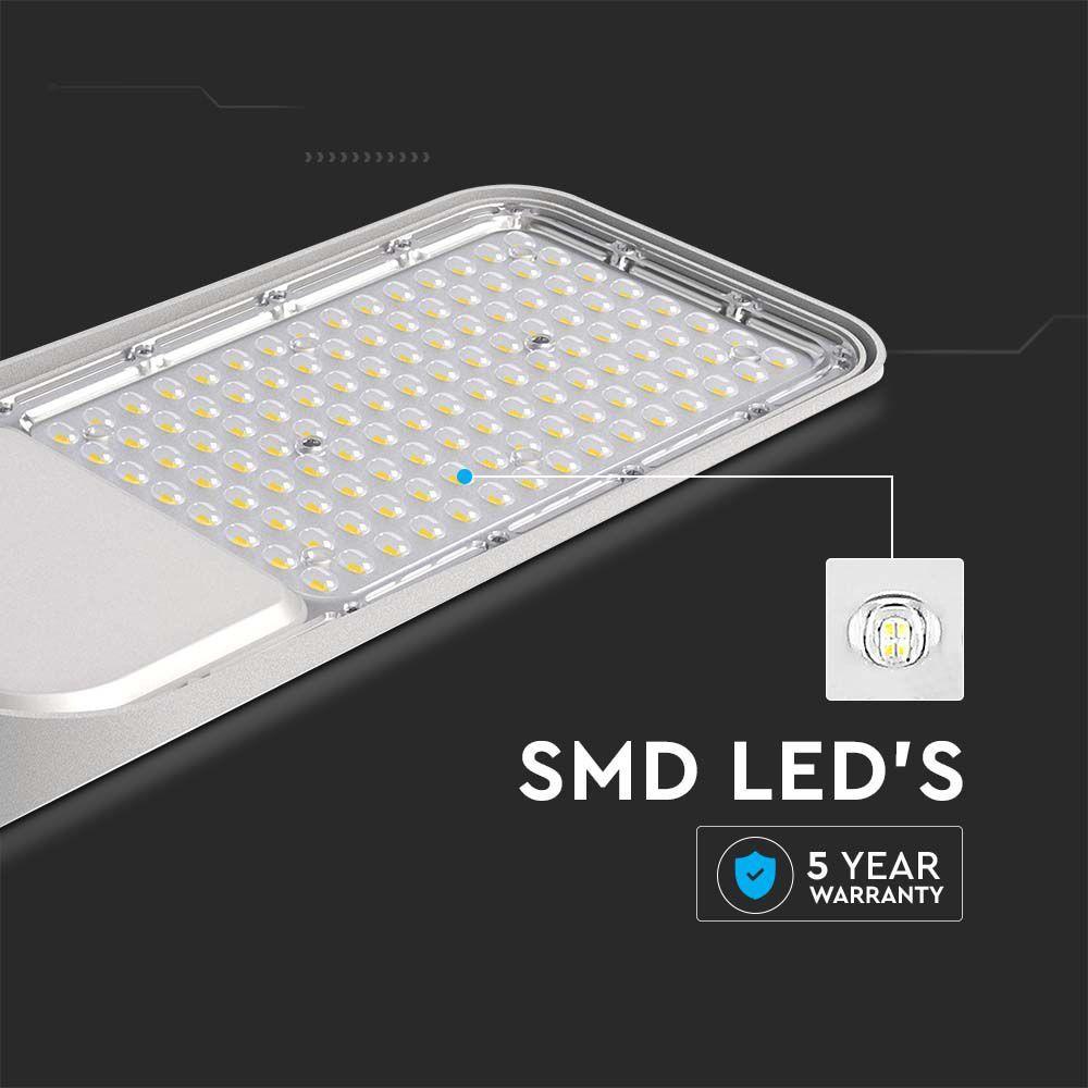 100W Lampa uliczna LED z regulowanym uchwytem, Chip SAMSUNG, Barwa:4000K, Obudowa: Szara , VTAC, SKU 2120426