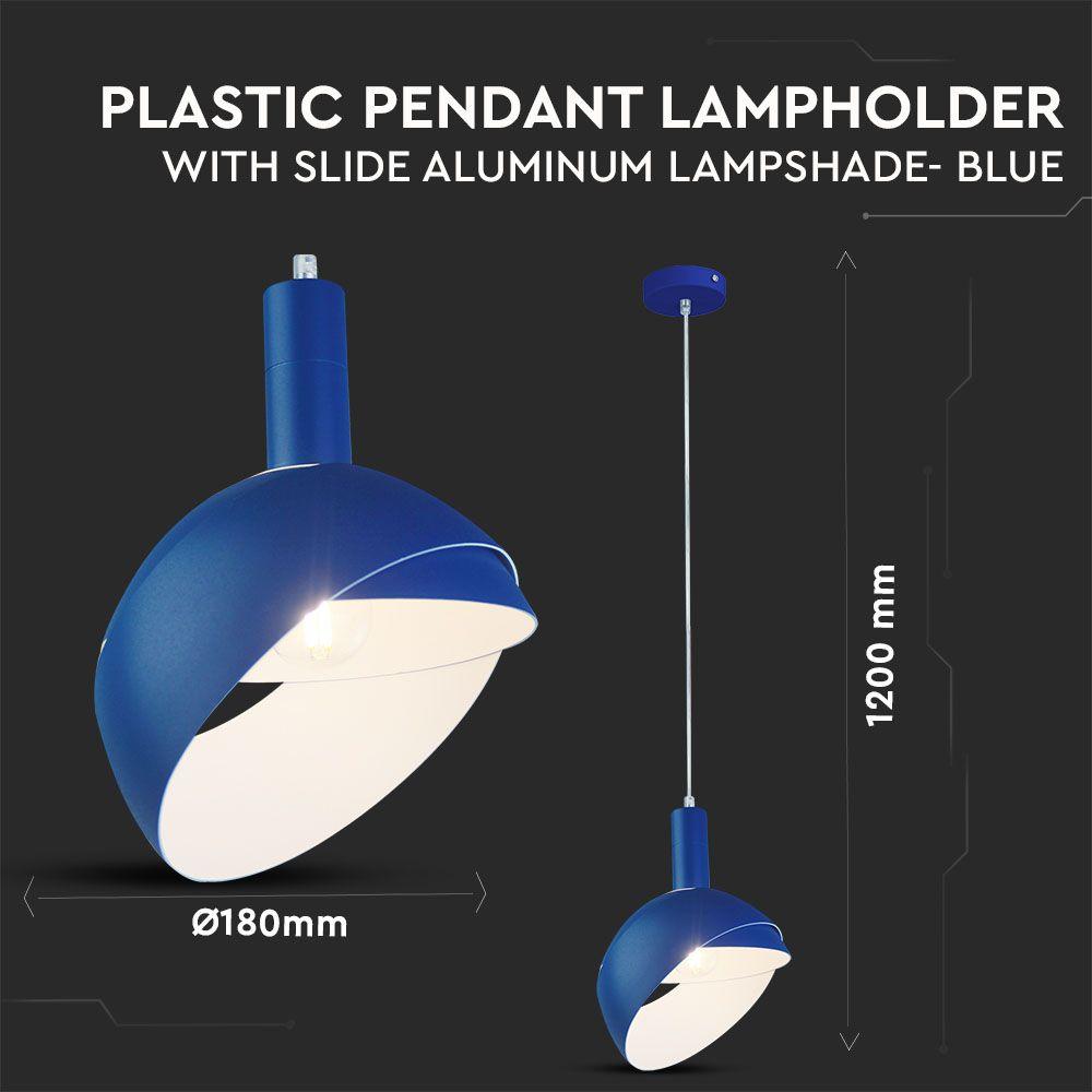 VT-7100 E14 PLASTIC PENDANT LAMPHOLDER WITH SLIDE ALUMINUM LAMPSHADE-BLUE