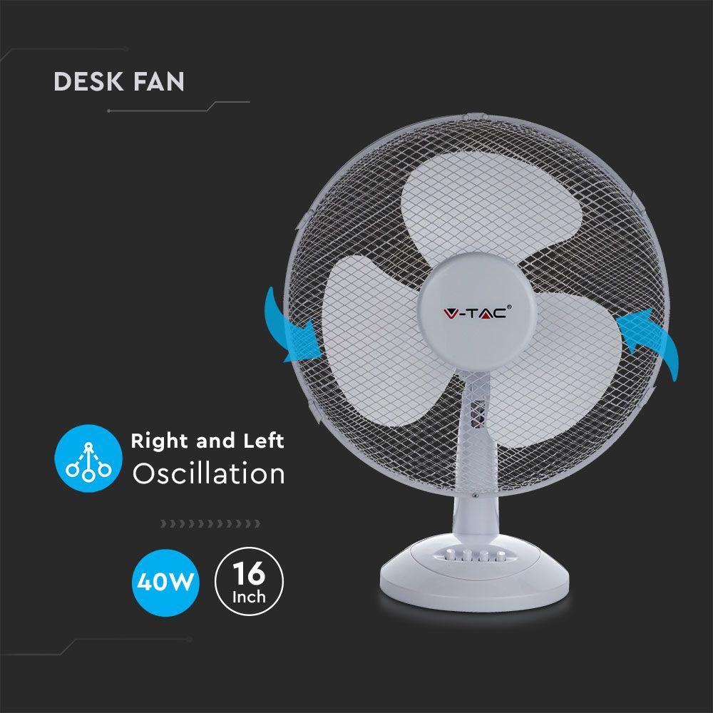 VT-4017-3 40W DESK FAN WITH KNOCK-DOWN BASE-4 BUTTONS-3 BLADES(16INCH)