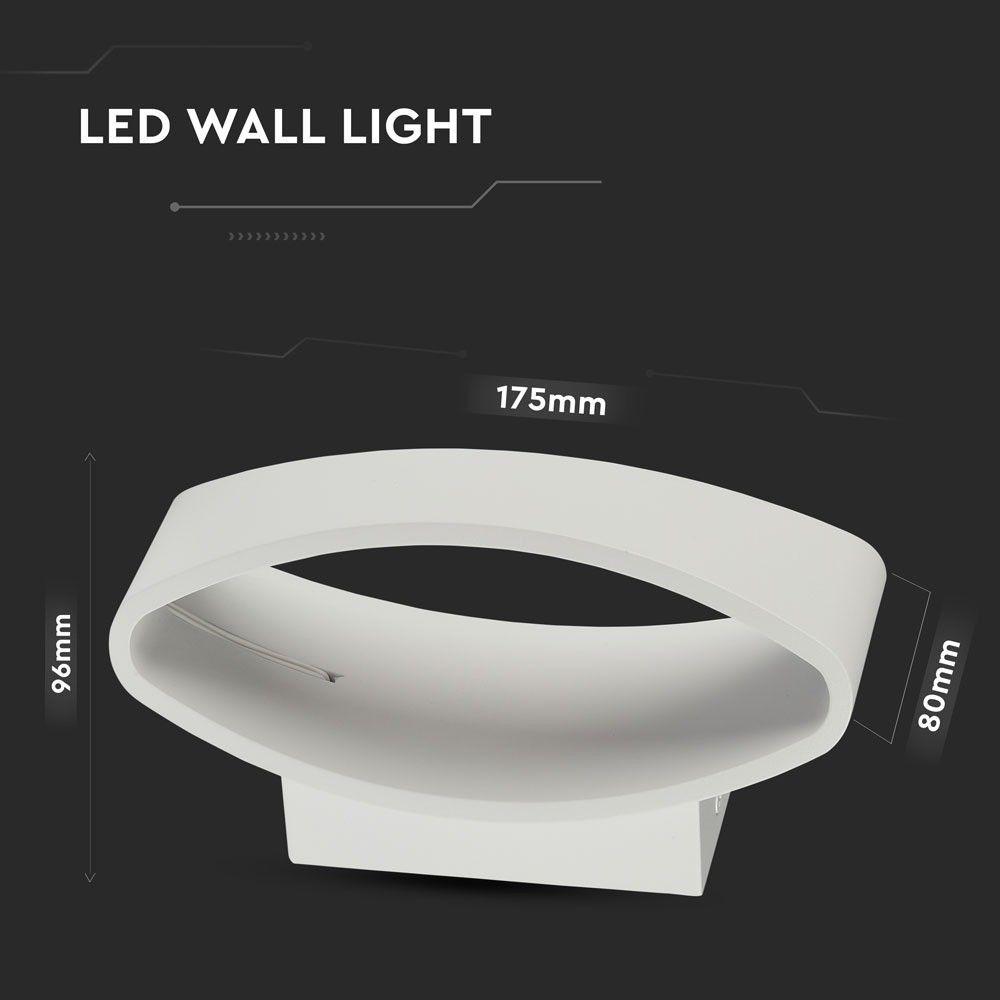 5W Lampa ścienna LED, Barwa:3000K, Obudowa: Biały, IP20, VTAC, SKU 8208