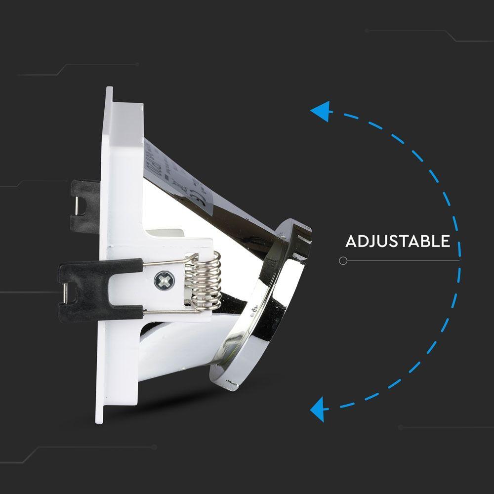 VT-875 GU10 FITTING SQUARE-WHITE+CHROME