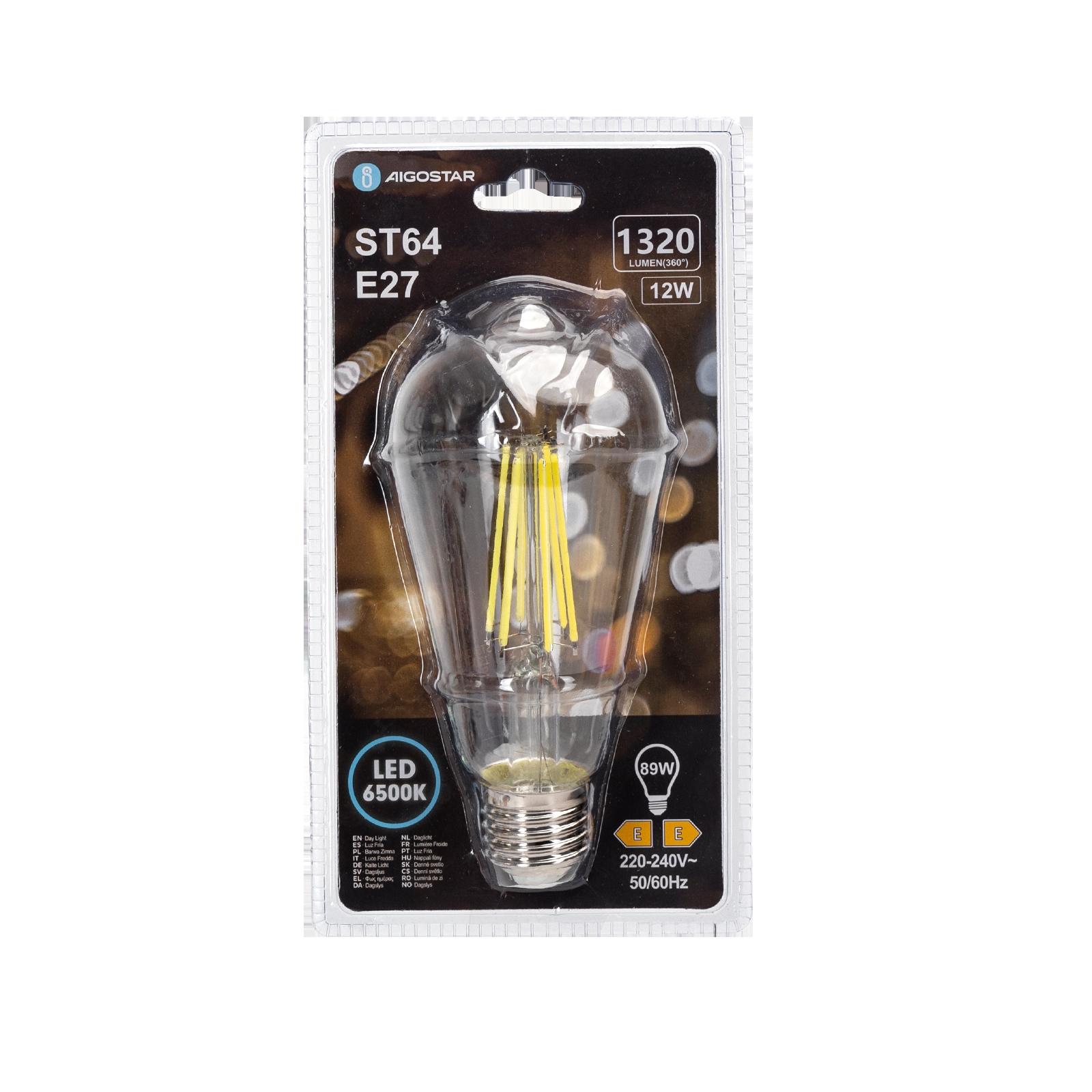 Żarówka LED Filament (Przezroczysta) ST64 E27 12W