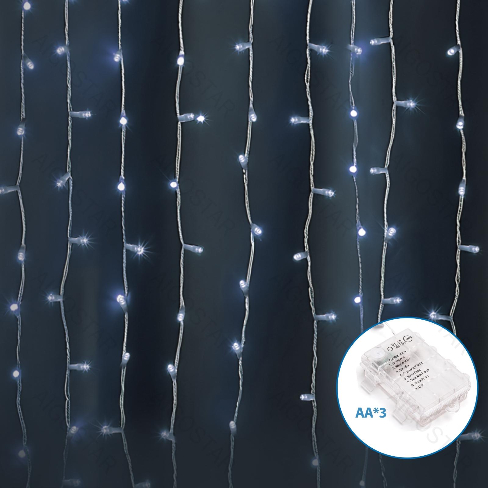 3AA battery curtain flat string lights, cold white, 2m*2m