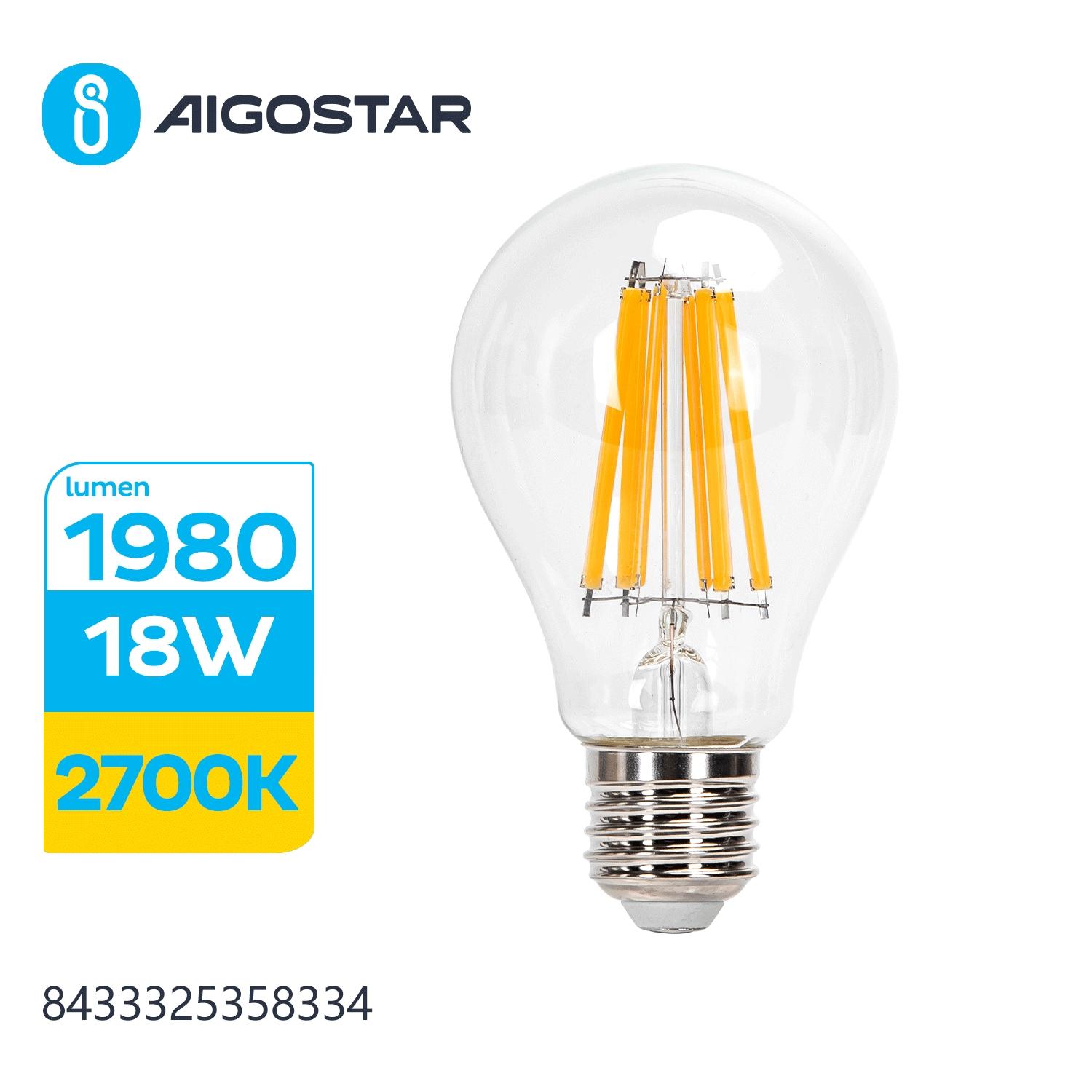 Żarówka LED Filament (Przezroczysta) A65 E27 18W