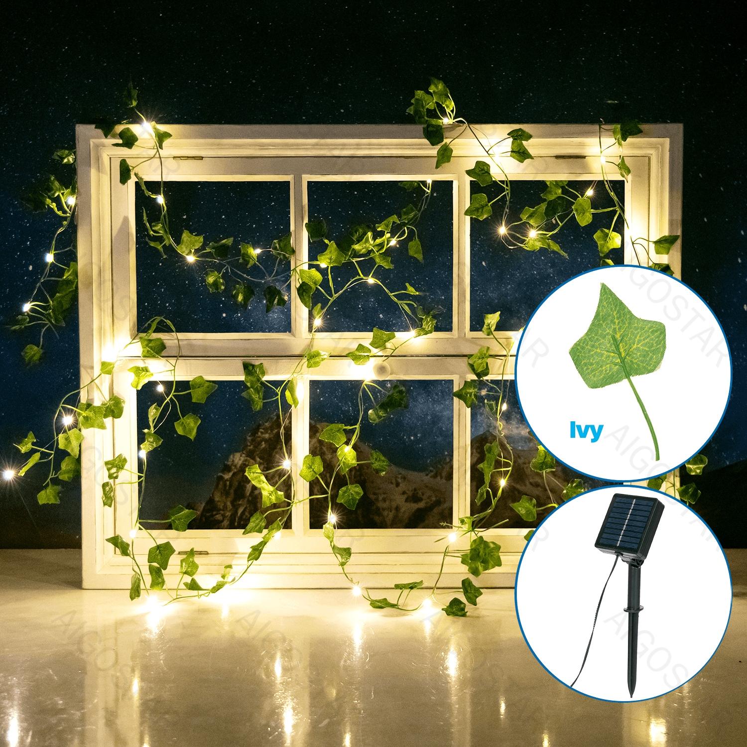 Solar simulation plant-linear-creeper-dark green-2700K-2M+5M-50LED-10CM/LED-8blinkIP65