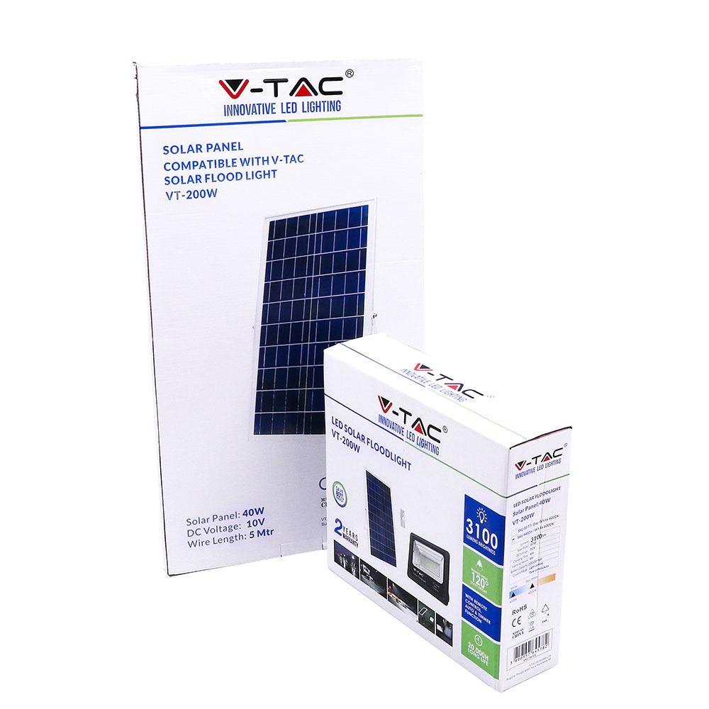 VT-200W 40W SOLAR PANEL WITH LED FLOODLIGHT 6000K