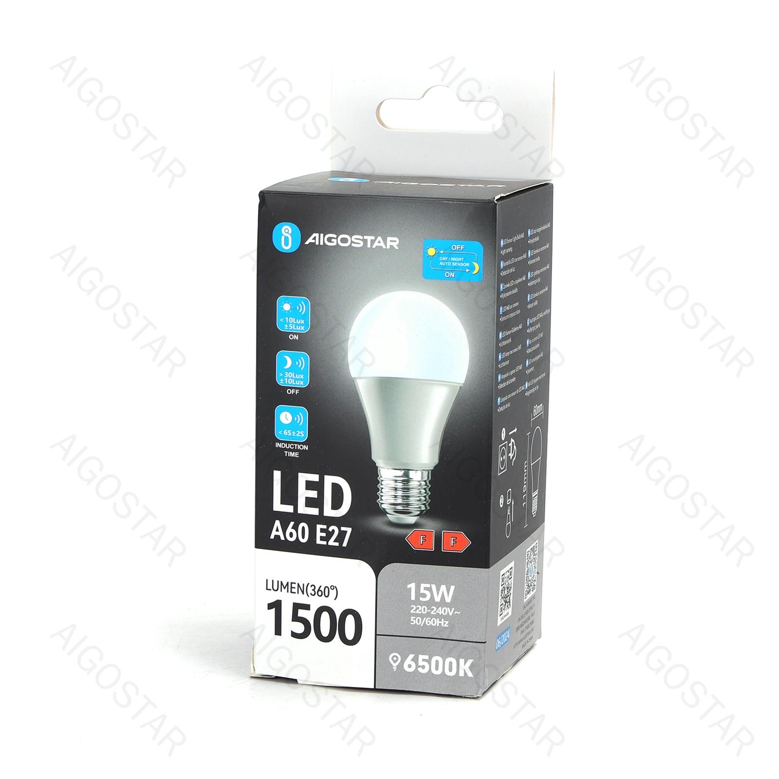 LED light sensitive induced bulb A60 E27 15W 6500K