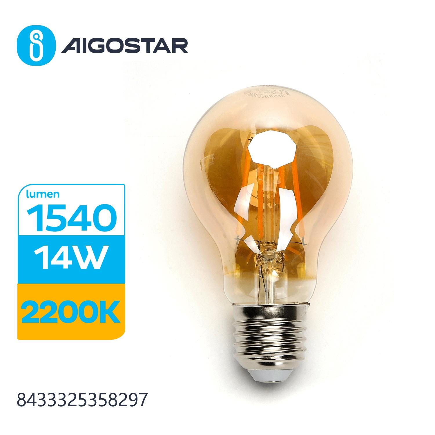 LED Filament Bulb (Amber) A60 E27 14W