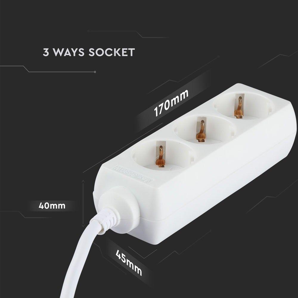 VT-1103-2 3WAYS SOCKET(3G1.5MM2 X 1.5M)-WHITE