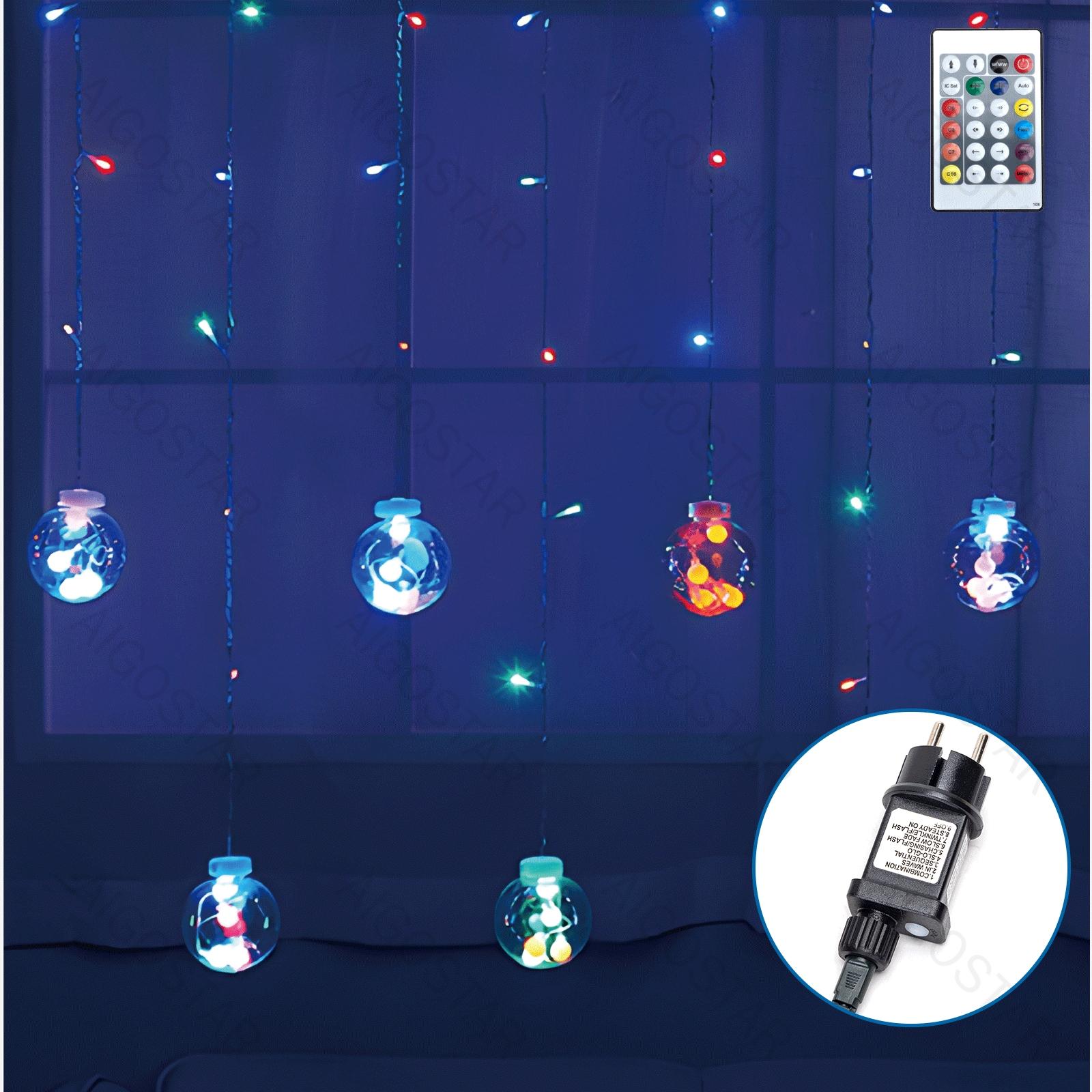 Low voltage connectable string lights, wishing balls (wave),RGBY, 3m+3m*0.6m, 12strips