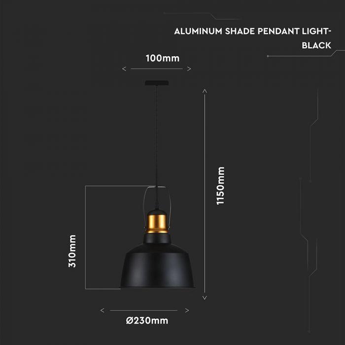 VT-7422 ALUMINUM SHADE PENDANT LIGHT-BLACK-E27