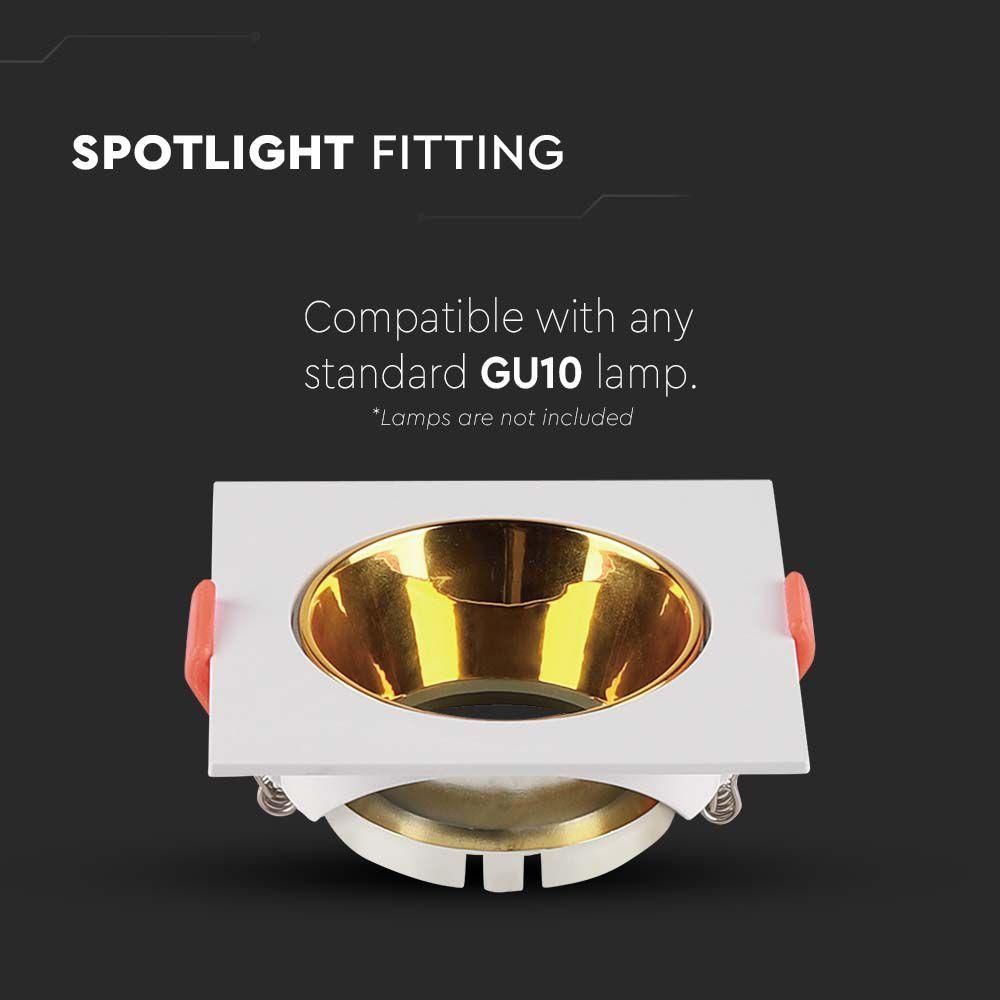 VT-932 GU10 FITTING SQUARE WHITE FRAME+GOLD REFLECTOR