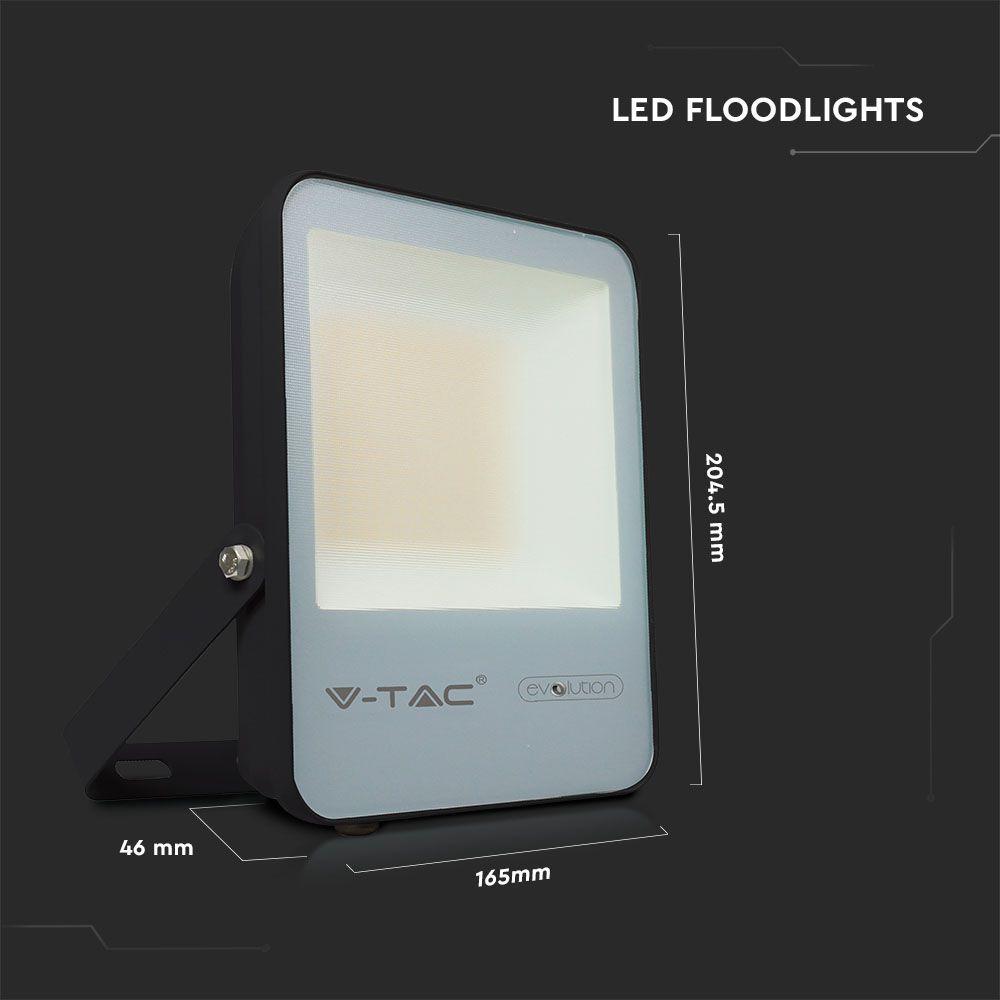 VT-30185 30W LED FLOODLIGHT 4000K BLACK BODY GREY GLASS 185LM/W