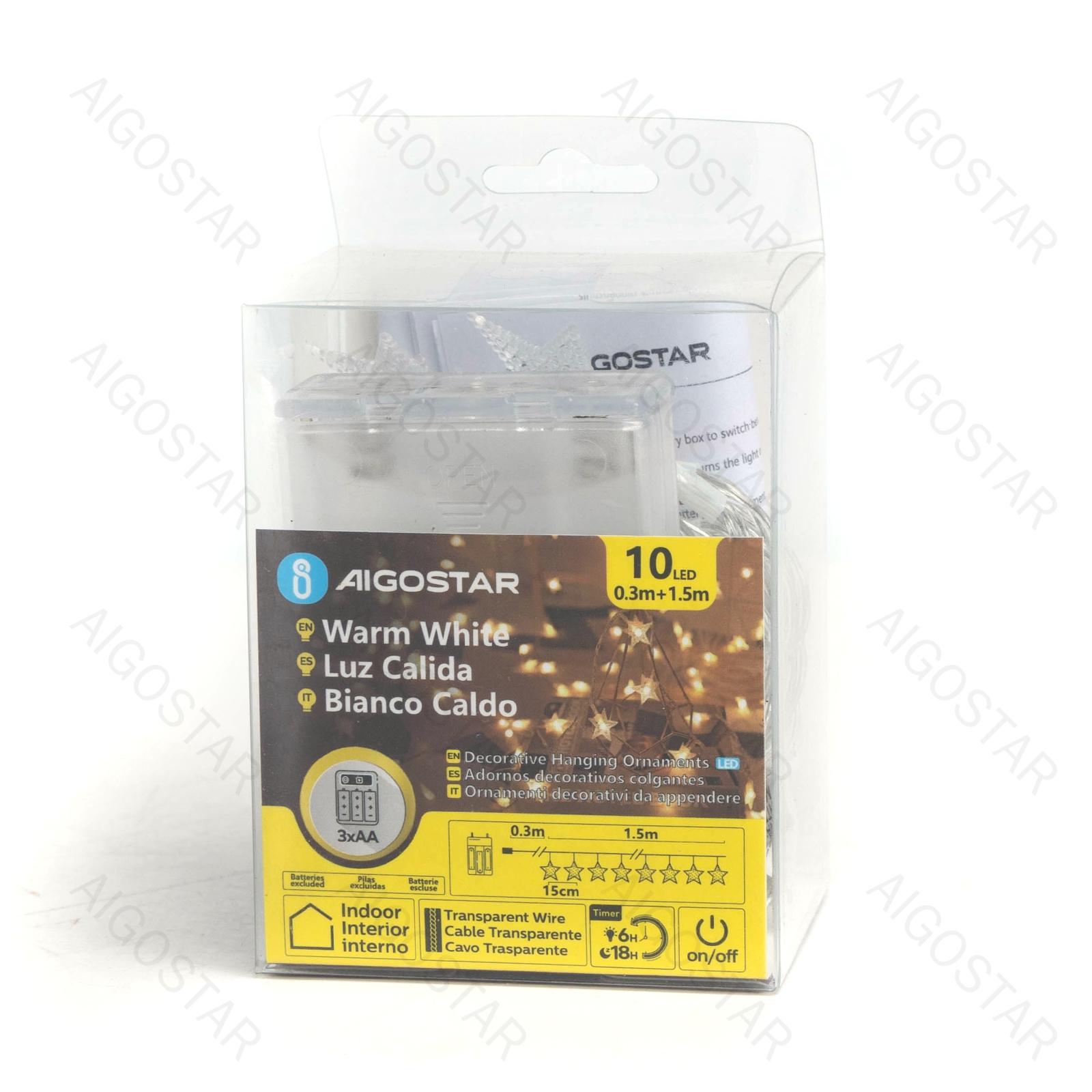 3AA battery string lights - pendant star, warm white, 1.5m