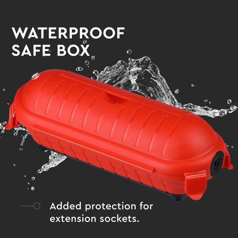 WATERPROOF SAFE BOX FOR EXTENSION SOCKETS-IP44-POLYBAG+CARD-BLACK+RED