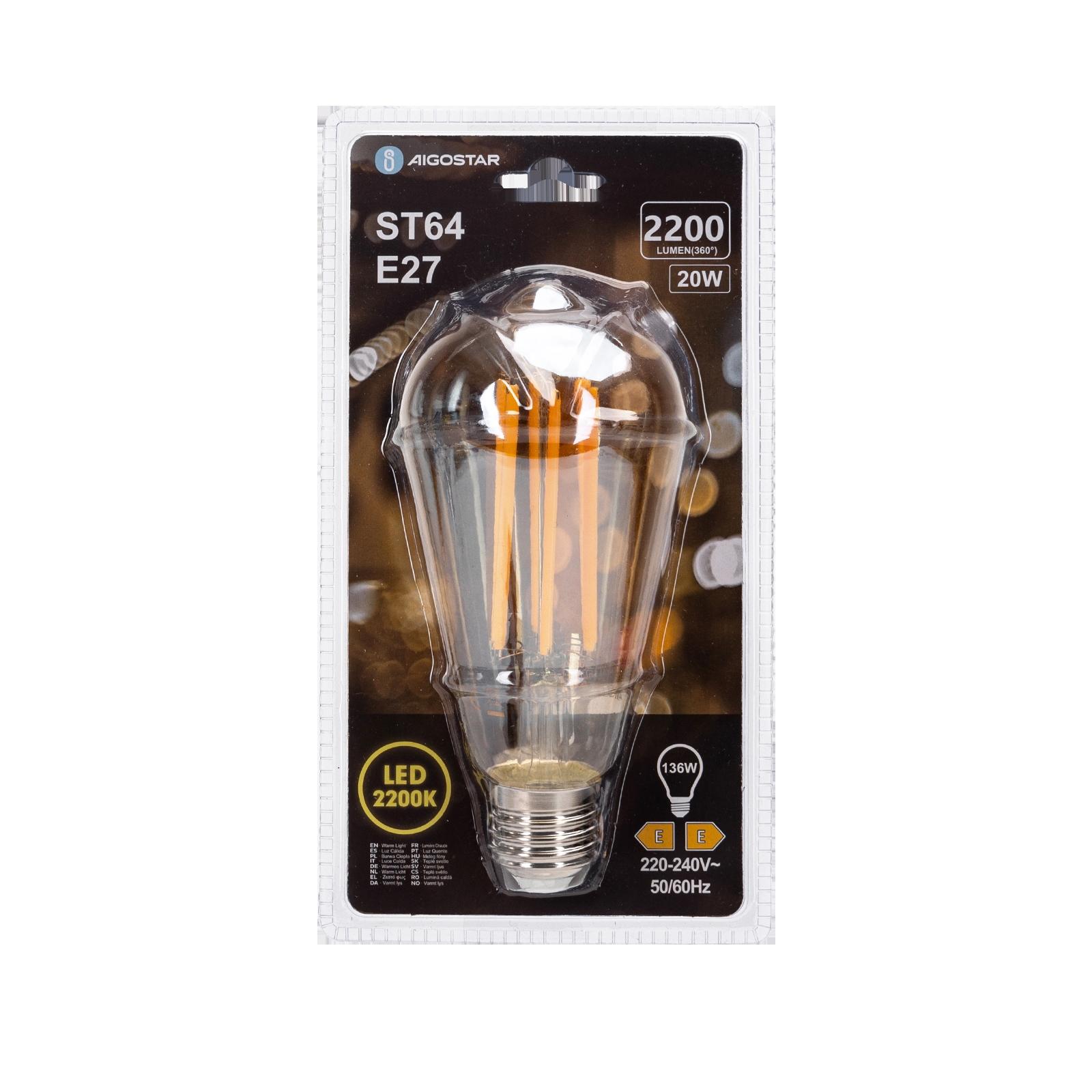 Żarówka LED Filament (Bursztynowa) ST64 E27 20W