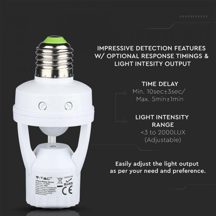 VT-8005 INFRARED SENSOR WITH E27 HOLDER (MAX:60W LED)