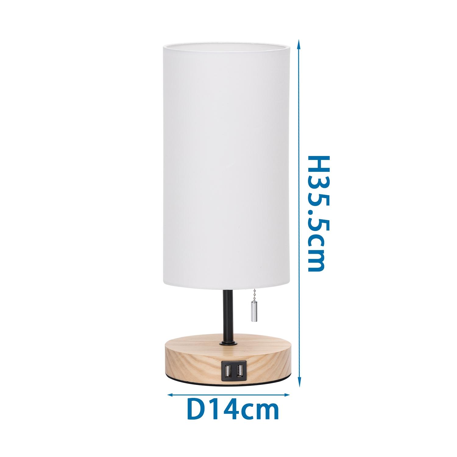 Wooden Table Lamp USB*2 (Without Light Source) E27