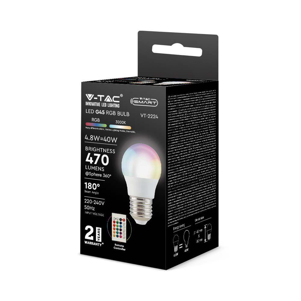 VT-2224 4.8W G45 LED SMART BULB RF CONTROL(SQ) RGB+3000K DIMMABLE E27