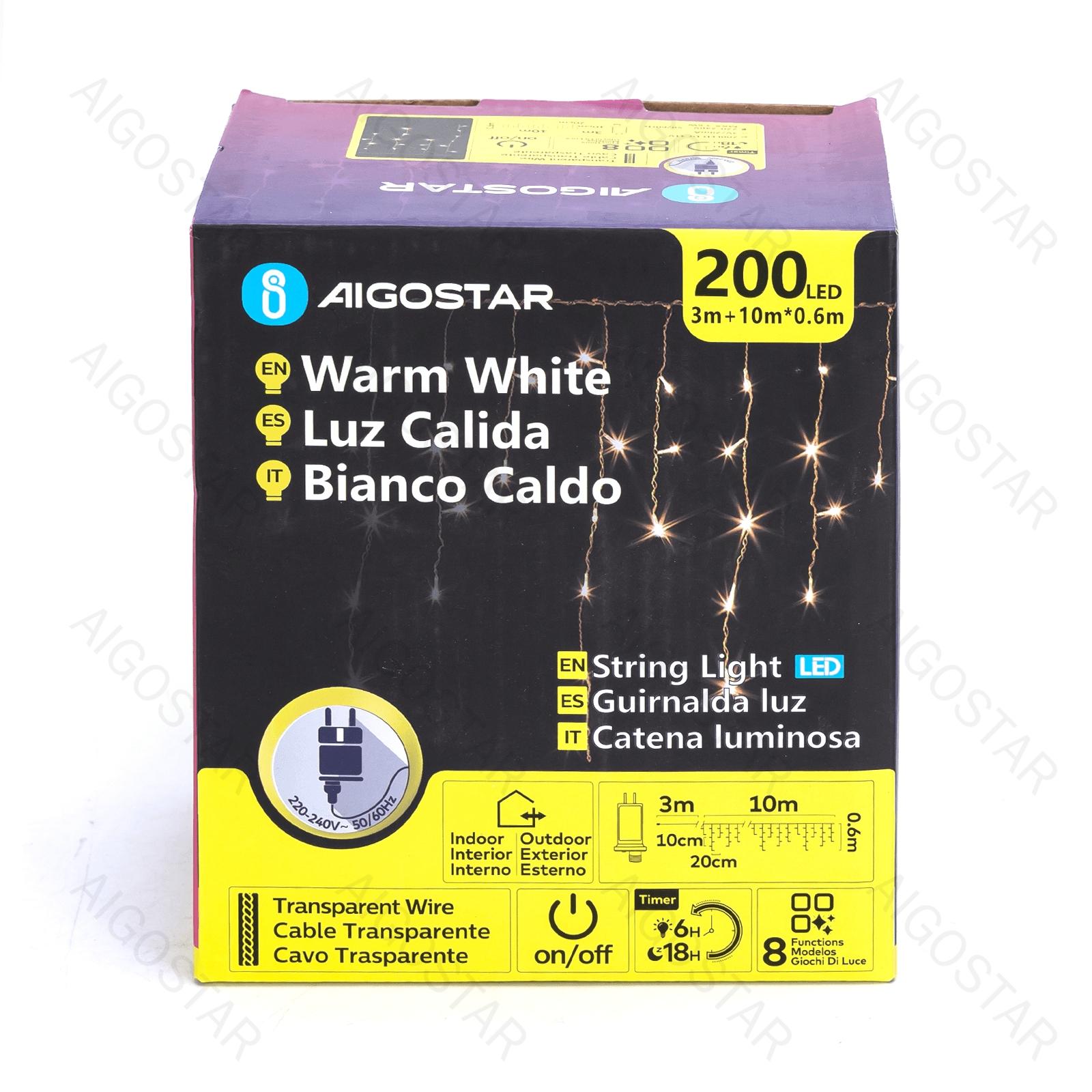 Low voltage icicle (wave) flat string lights, warm white, 10m*0.6m