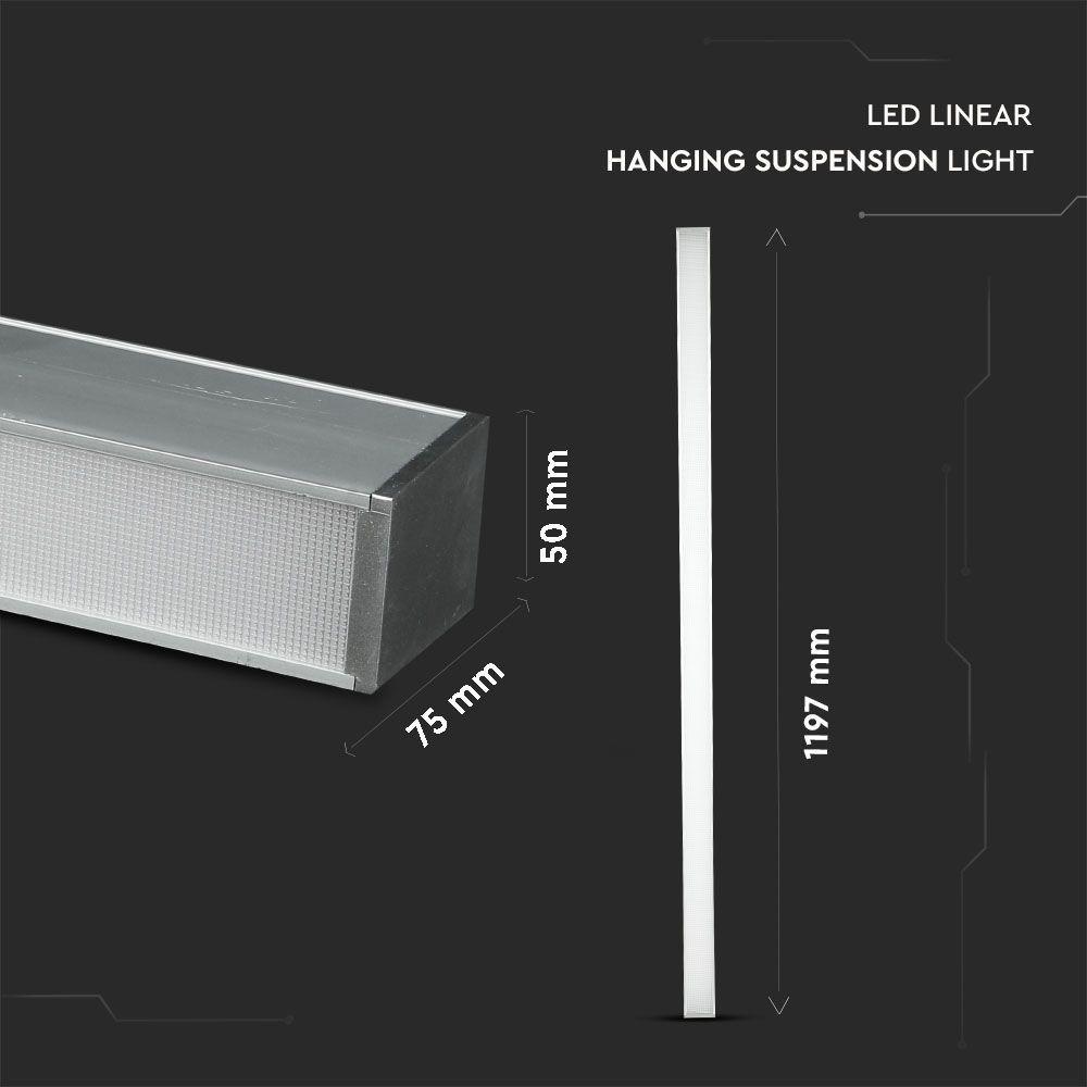 40W Lampa Liniowa LED, Chip SAMSUNG, Barwa:4000K, Obudowa: Srebrna, VTAC, SKU 21384