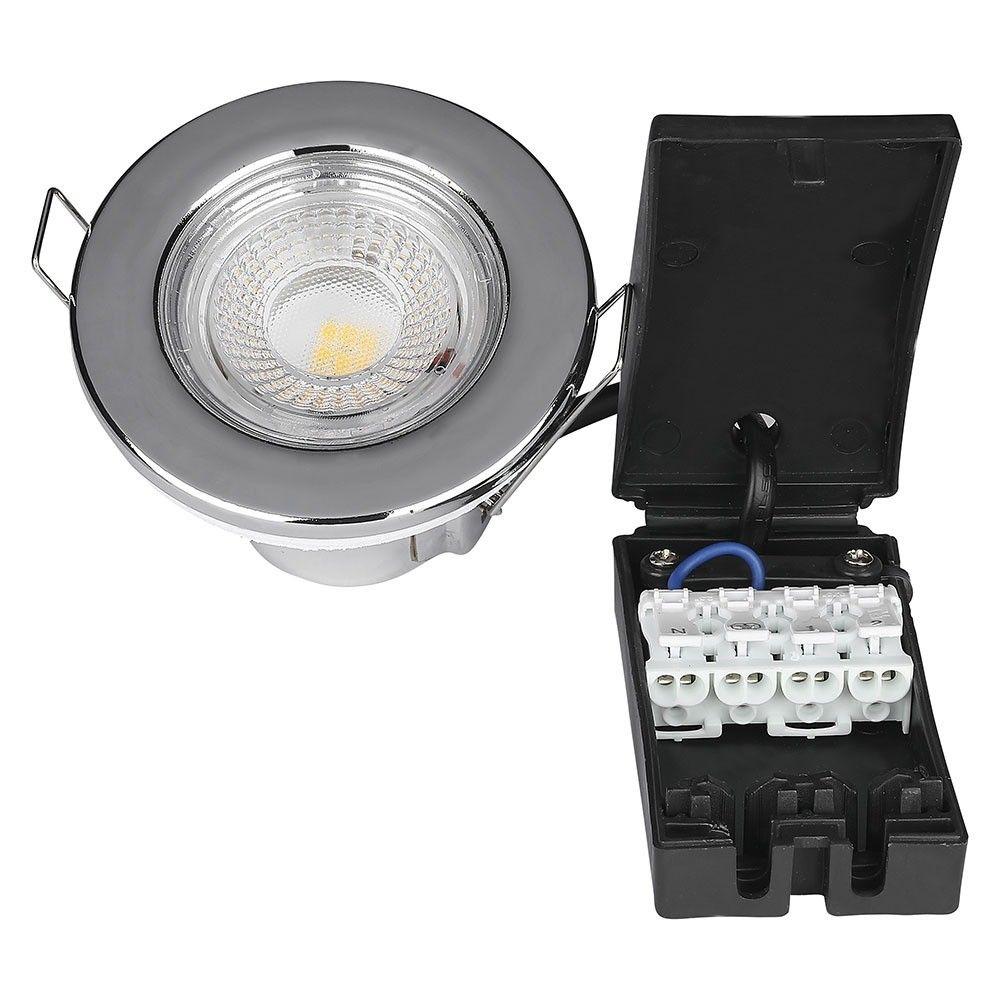 VT-885 5W SPOTLIGHT FIRERATED FITTING SAMSUNG CHIP 3000K -CHROME DIMMABLE