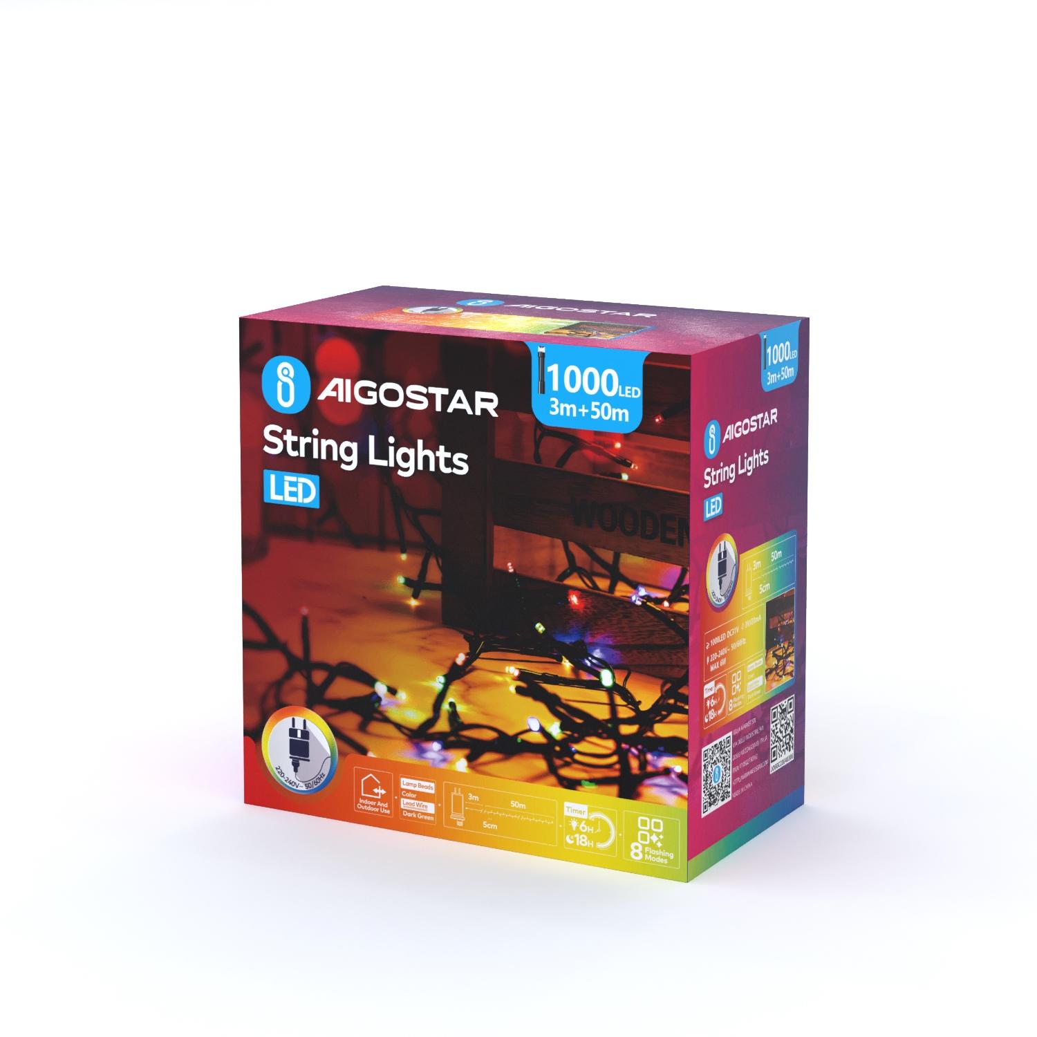 Low voltage flat string lights, RGBY, 50m