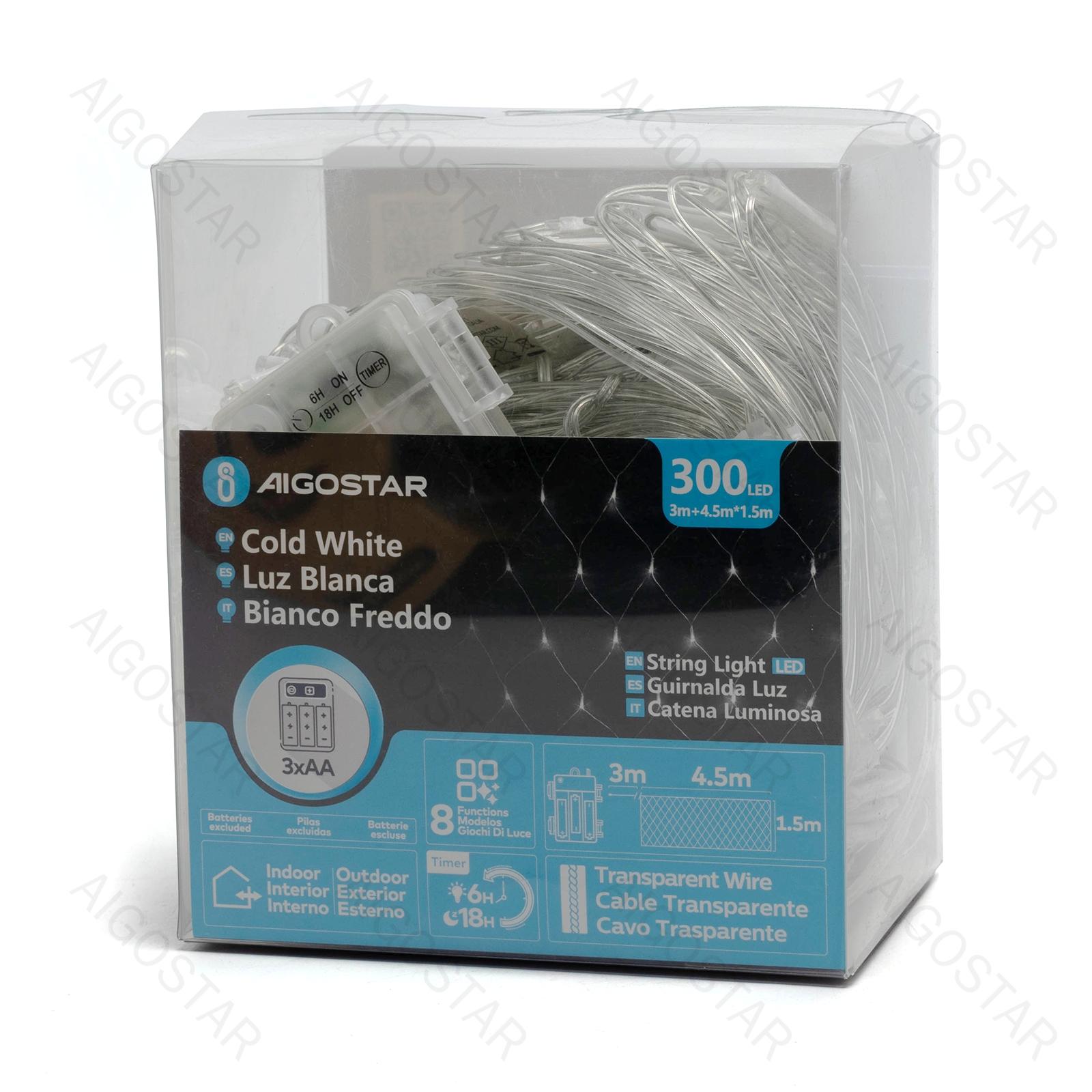 3AA battery net light flat string lights, cold white, 3m