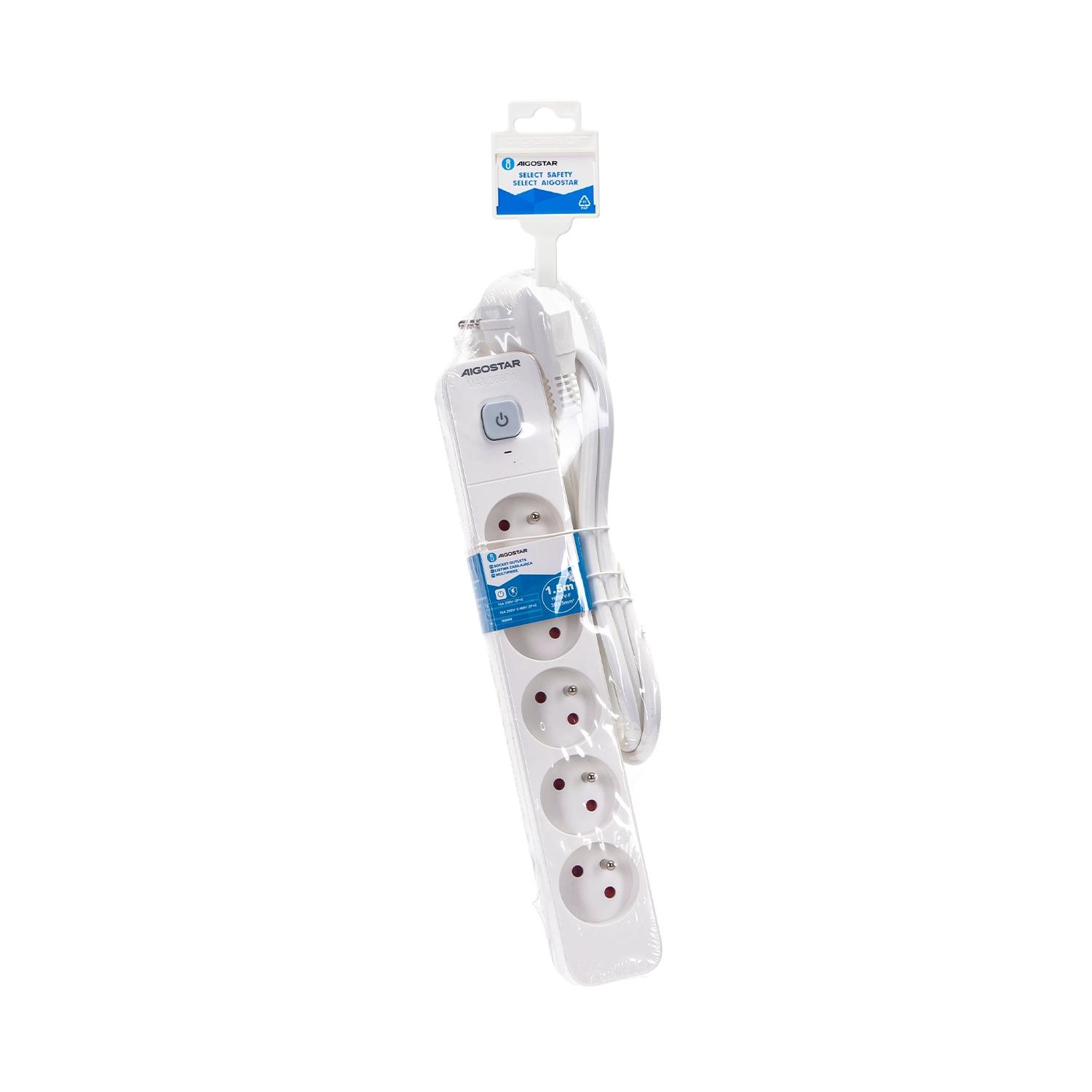 Power strips 5-way 1.5m H05VV-F 3G1.5m㎡ White and Gray