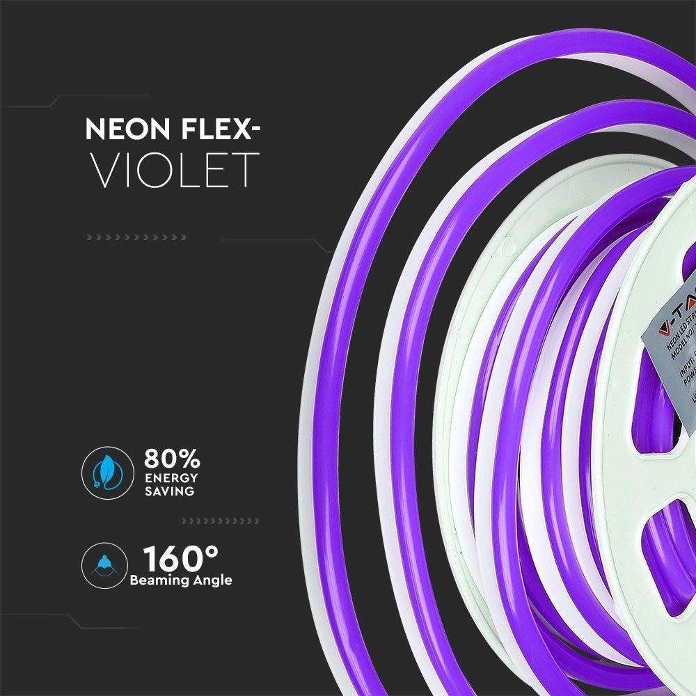 NEON FLEX, Barwa: Fioletowy, Zasilanie: 24V, Rolka:10m, VTAC, SKU 2531