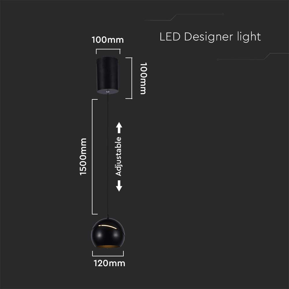 Lampa Wisząca LED, Włącznik dotykowy,  Barwa: 3000K, Obudowa: Czarna    , VTAC, SKU 8001