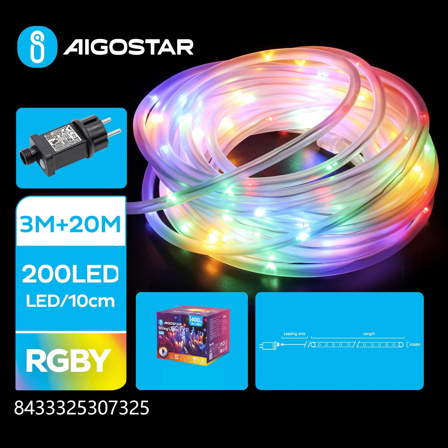 Low voltage -Φ5mm tube string lights, RGBY, 20m