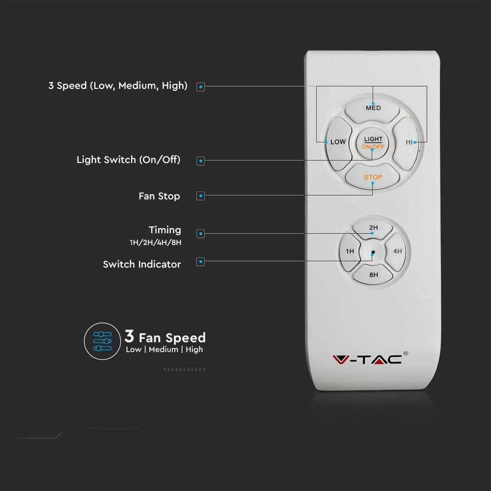 VT-5022 45W FAN WITH CEILING LIGHT & RF CONTROL CCT:3 IN 1-AC MOTOR-BLUE RING