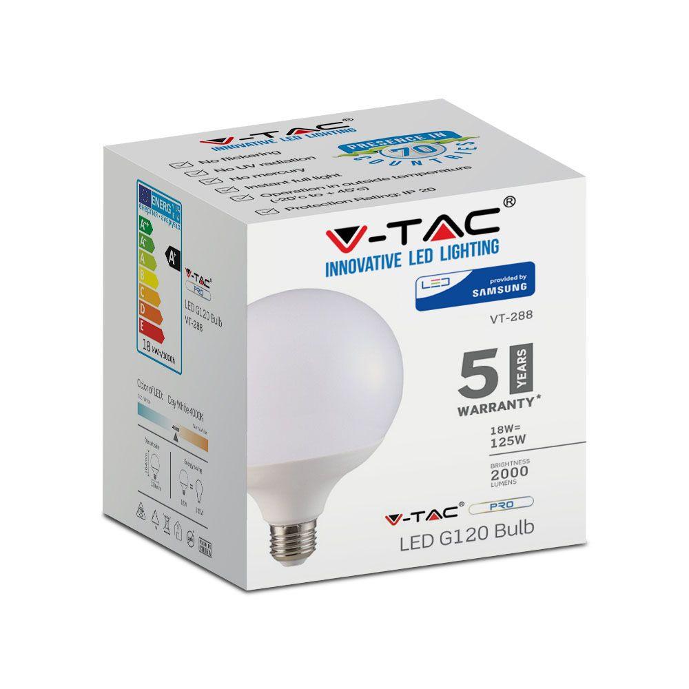 VT-288 18W G120 LED PLASTIC BULB SAMSUNG CHIP 3000K E27