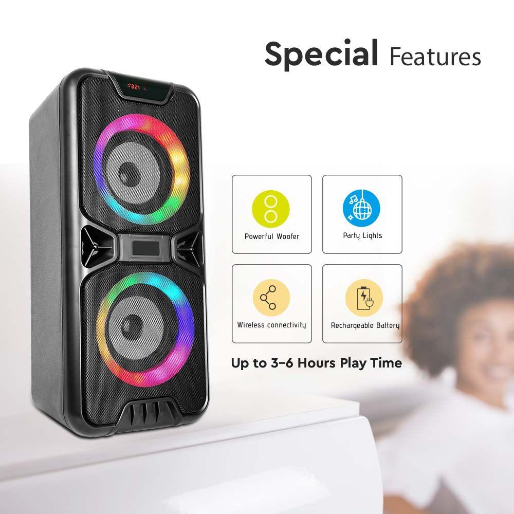 VT-6204-2 2x10W RECHARGEABLE SPEAKER USB & TF CARD SLOT RGB 2x4inch