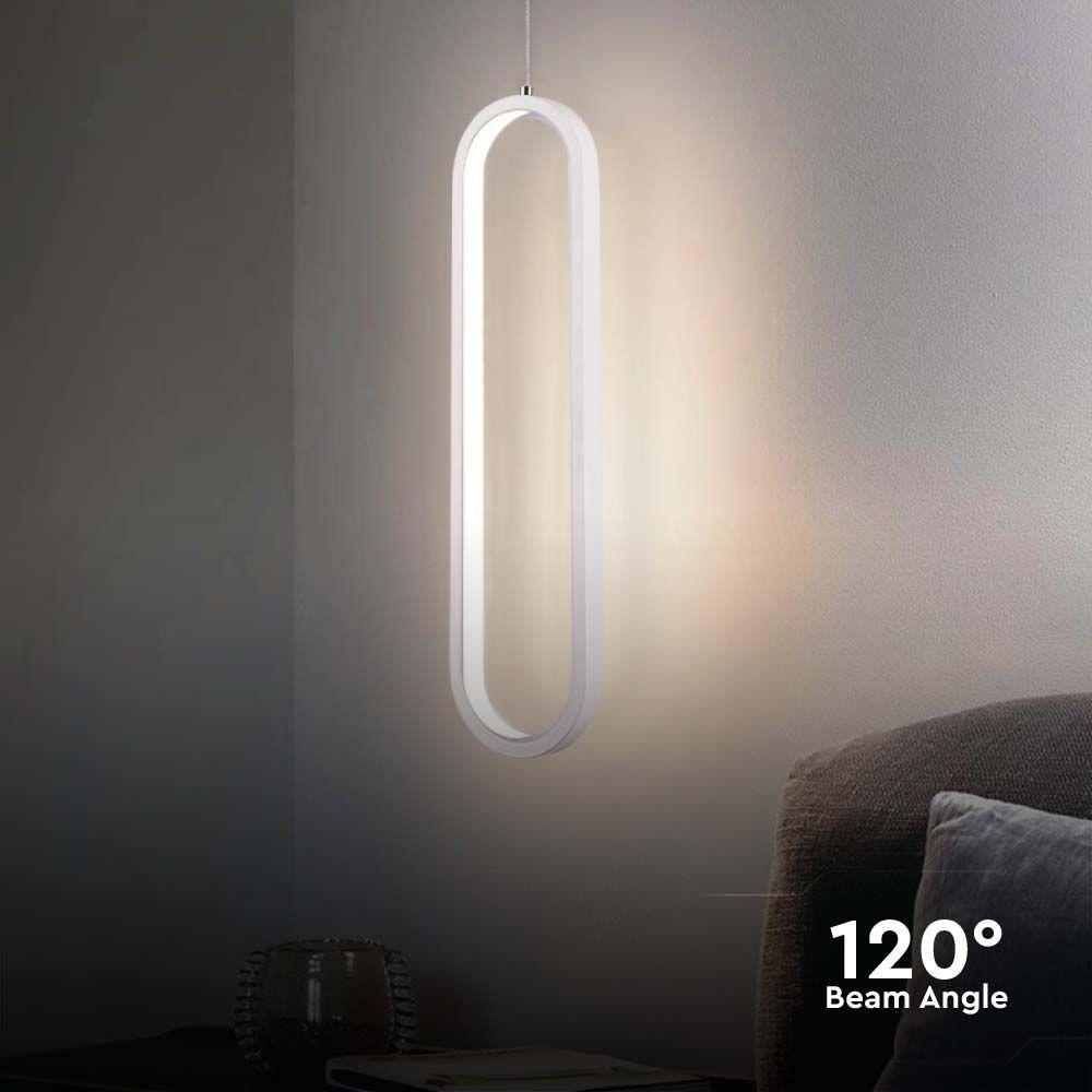 Lampa wisząca LED (40CM), Barwa: 3000K, Obudowa: Biała      , VTAC, SKU 10074