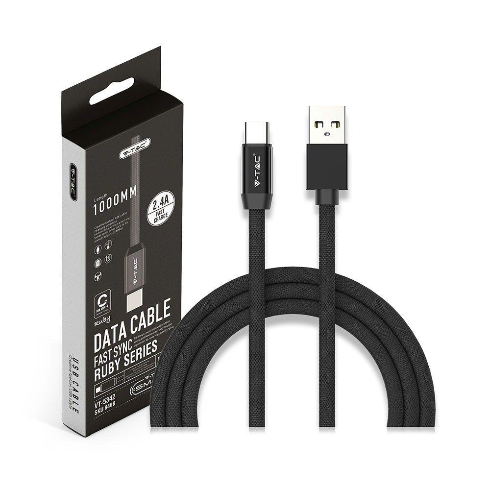 Przewód USB typ: C, 1m, Czarny, VTAC, SKU 8498