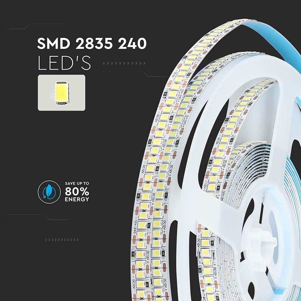 VT-2835 240 20W/M LED STRIP LIGHT 6000K HIGH LUMEN IP20 (5M/ROLL)(PRICE PER M)