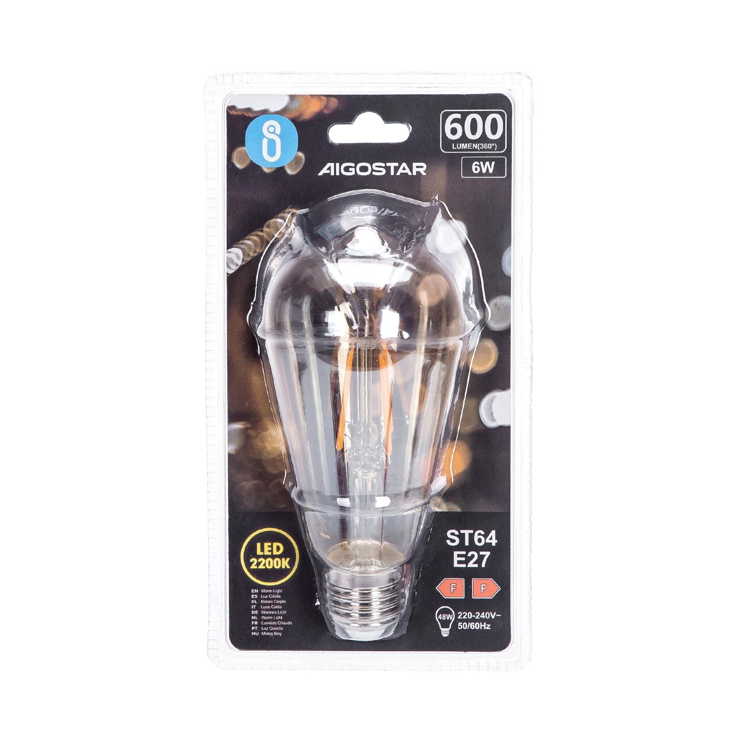 LED Filament Bulb (Amber) ST64 E27 6W