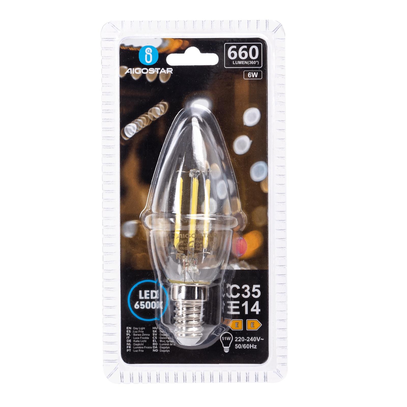 LED Filament Bulb (Clear) C35 E14 6W