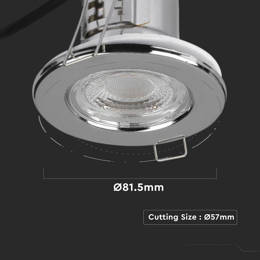 VT-885 5W SPOTLIGHT FIRERATED FITTING SAMSUNG CHIP 3000K -CHROME DIMMABLE