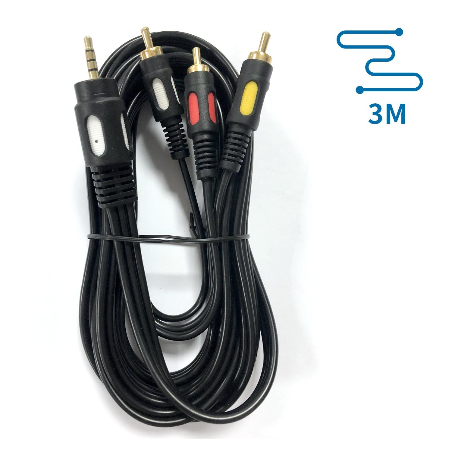 Audio Cable 3.5 Male to 3RCA 3m Black