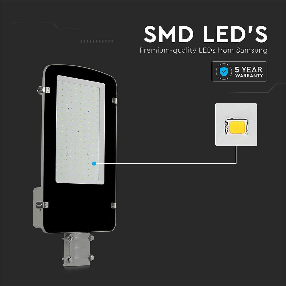 100W Lampa uliczna LED, Chip SAMSUNG, Barwa:6500K, Obudowa: Szara, VTAC, SKU 21530