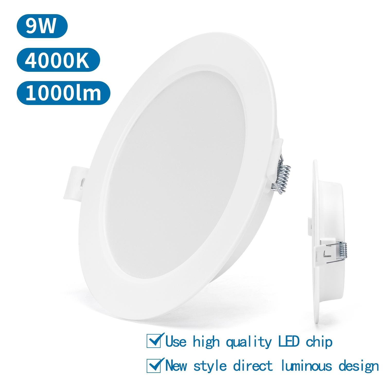 E6 LED  Flush-mounted Round Downlight 9W Natural Light